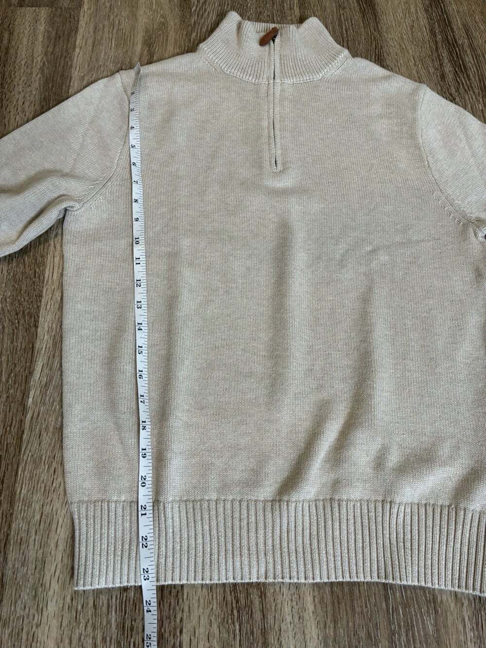 J Crew NWT Heritage Cotton Quarter Zip Sweater in Heather Sand Men's Small - Picture 8 of 8